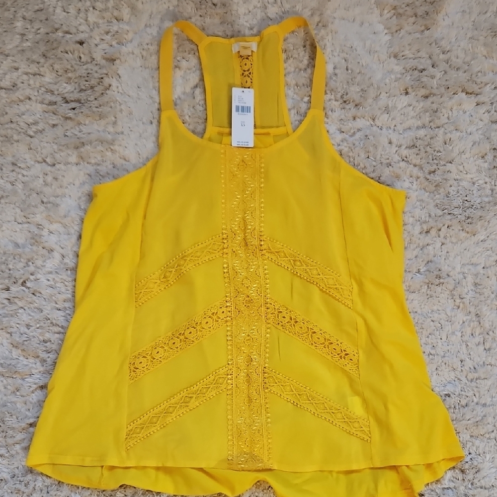 Anthropologie Yellow Embellished Top